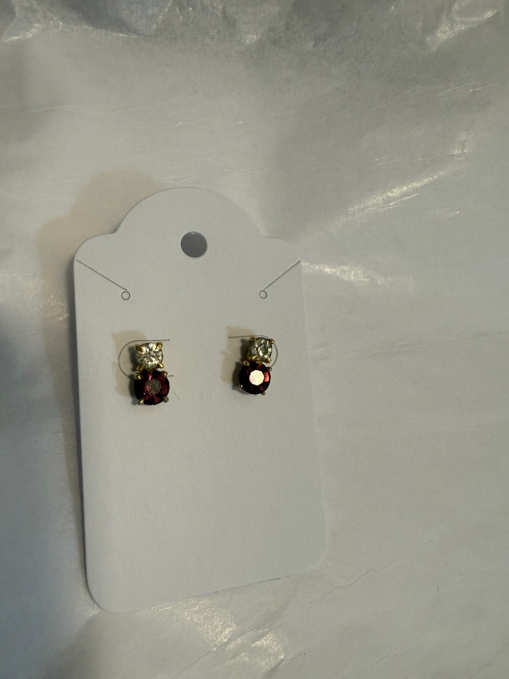 Avon Gold-Tone Double Stone Stud Earrings Amethyst and Clear